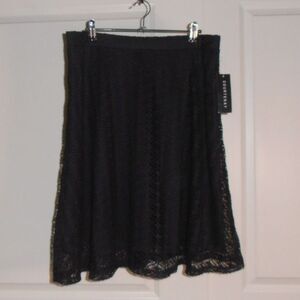 Courtenay Black Lace Skirt Sz 12 Swim Cover-Up Vibe ✨ Double Layered Flare
